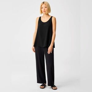 Eileen Fisher System 100% Silk Georgette Crepe Tank in black